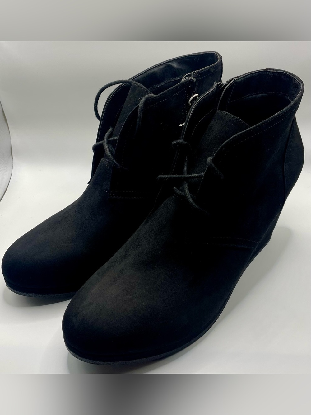 (size 11) Universal Thread Black Suede Wedge Ankle Booties